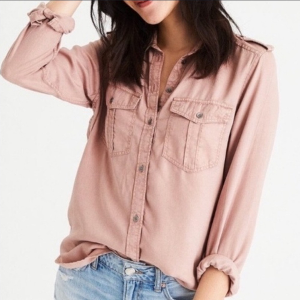 New Directions- Sz Lrg- Pink- Relaxed Fit Button Up